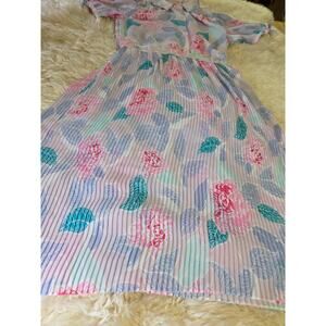 Diane Von Furstenberg Pastel Floral Midi Dress in Pink, Teal, Lavender